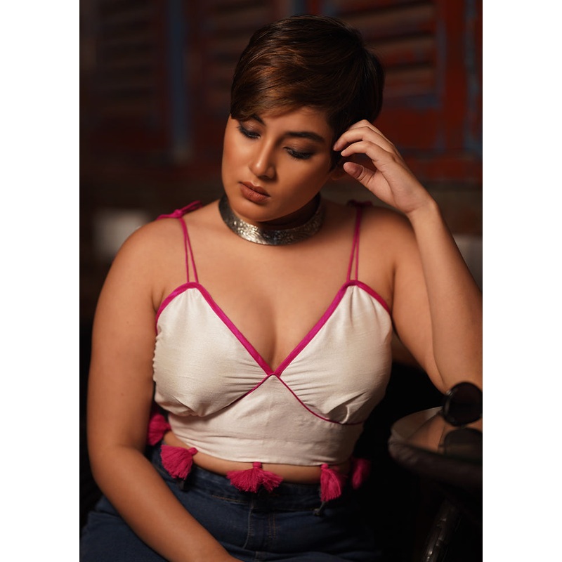 White Dupion Silk Designer Blouse - JD986581629
