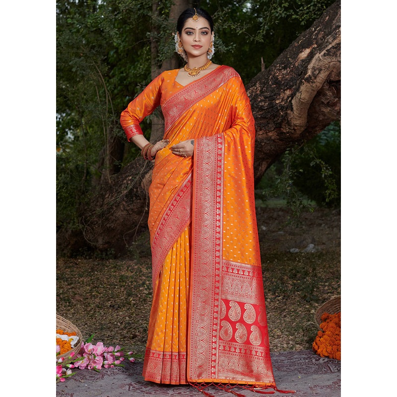 Mustard Dupion Silk Saree With Blouse Piece - JD986581480