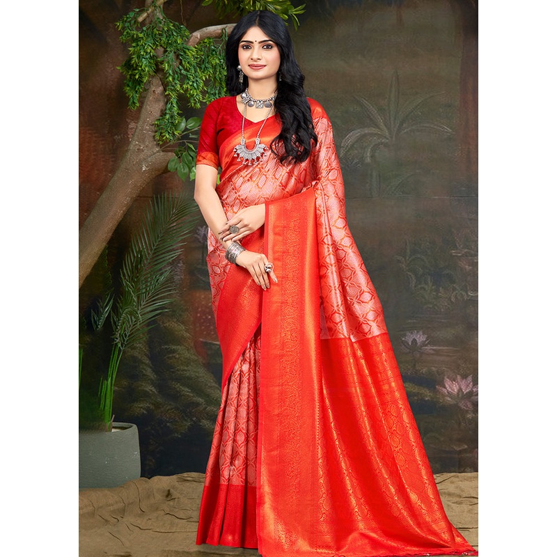 Pink Dupion Silk Saree With Blouse Piece - JD986581372