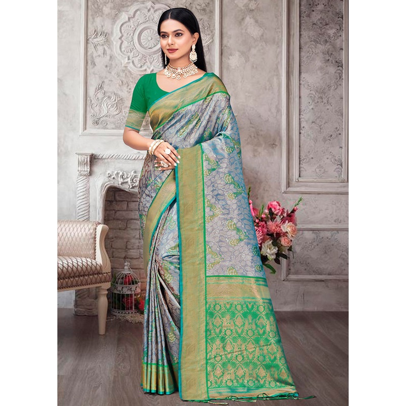 Purple Dupion Silk Saree With Blouse Piece - JD986581430