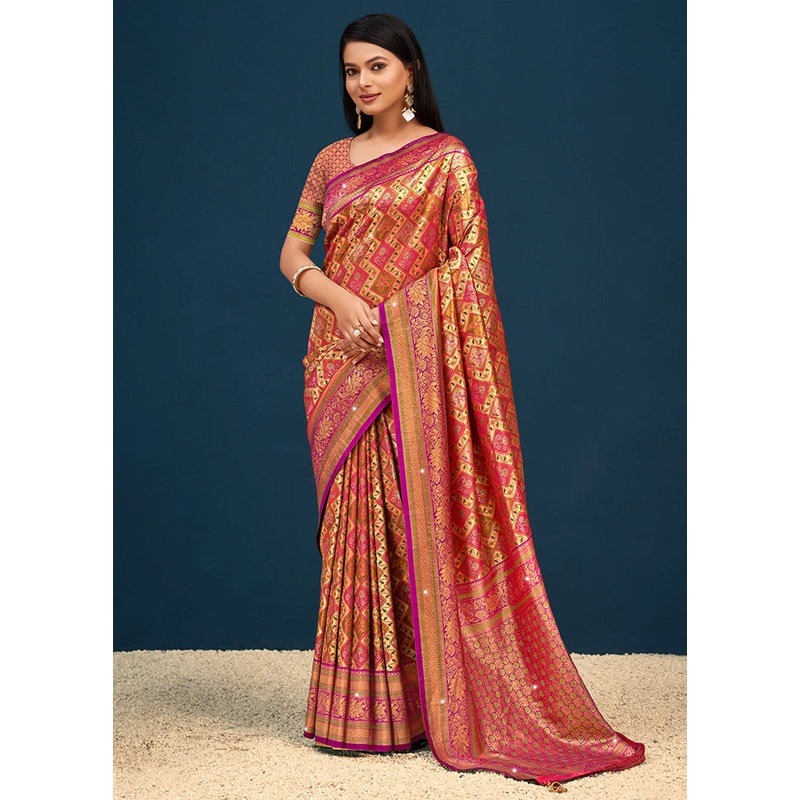 Wine Dupion Silk Saree With Blouse Piece - JD986581437