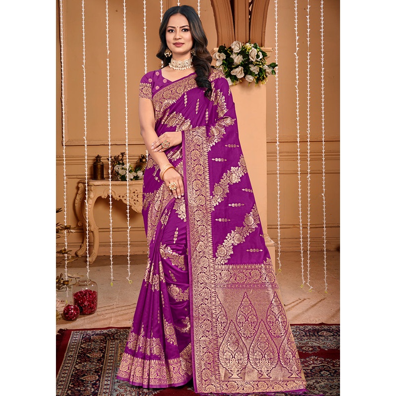 Wine Dupion Silk Saree With Blouse Piece - JD986581547