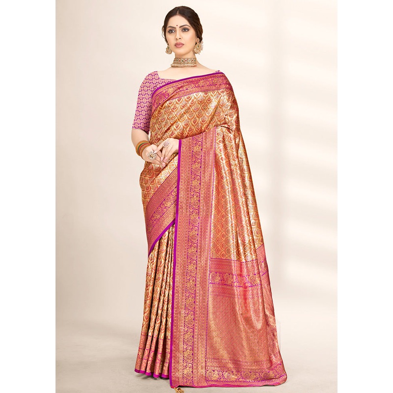 Yellow Dupion Silk Saree With Blouse Piece - JD986581442