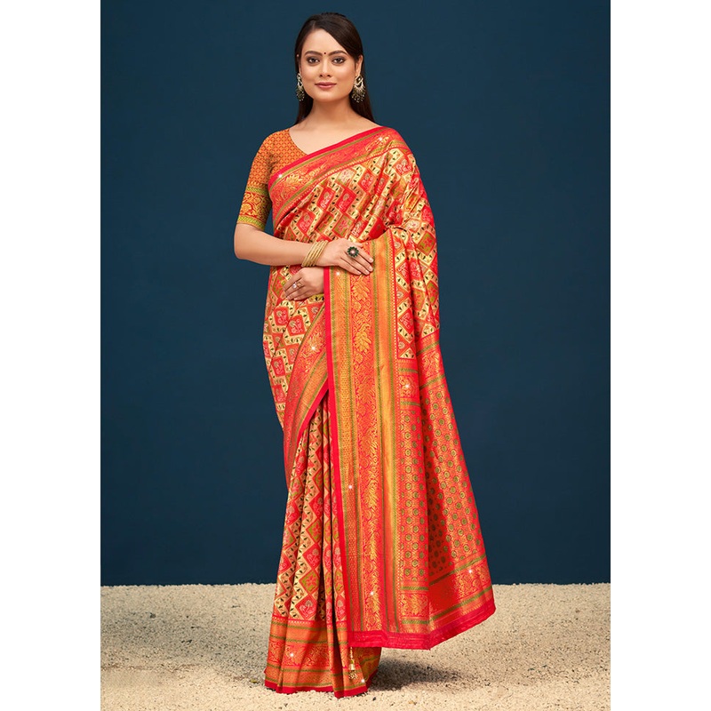 Yellow Dupion Silk Saree With Blouse Piece - JD986581445