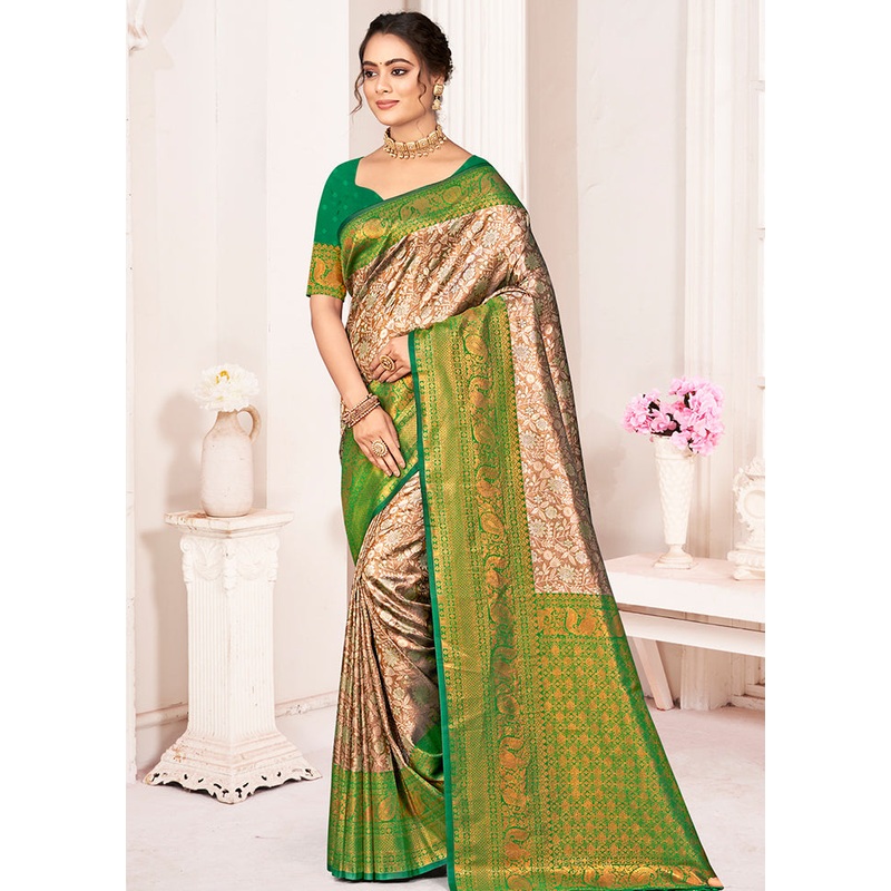 Brown Dupion Silk Saree With Blouse Piece - JD986581337