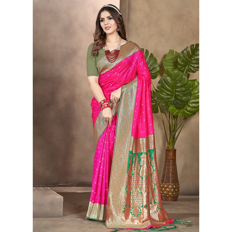 Light Pink Dupion Silk Saree With Blouse Piece - JD986581356