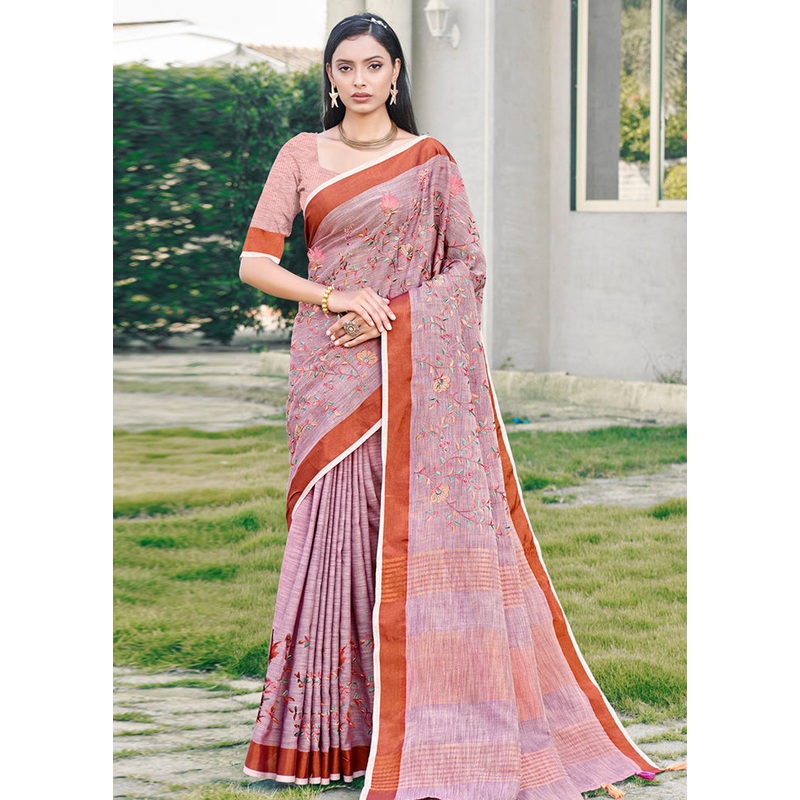 Purple Silk Saree With Blouse Piece - JD986581173