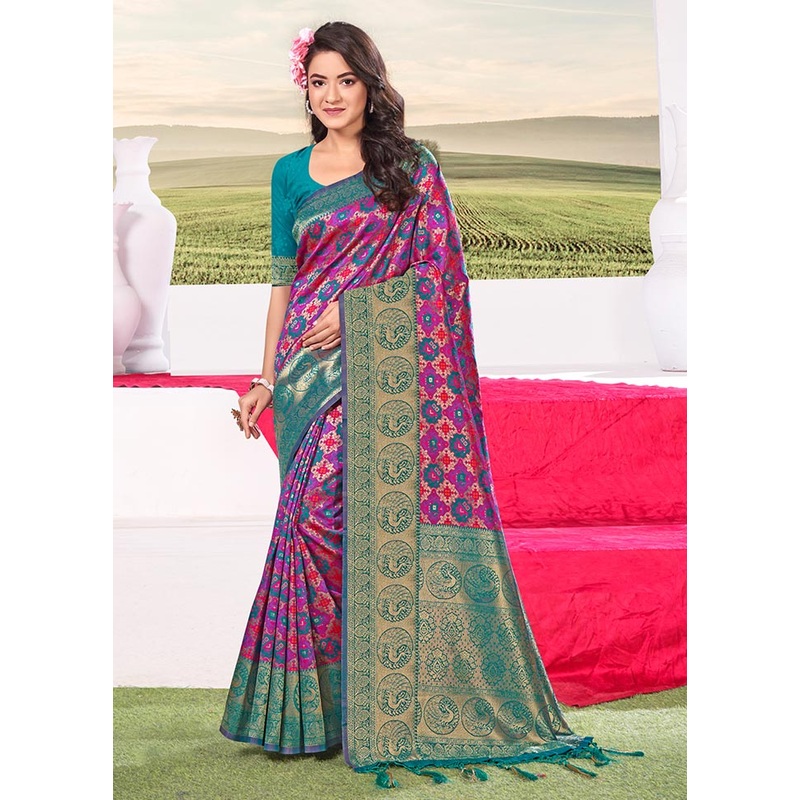 Purple Spun Silk Saree With Blouse Piece - JD986581184