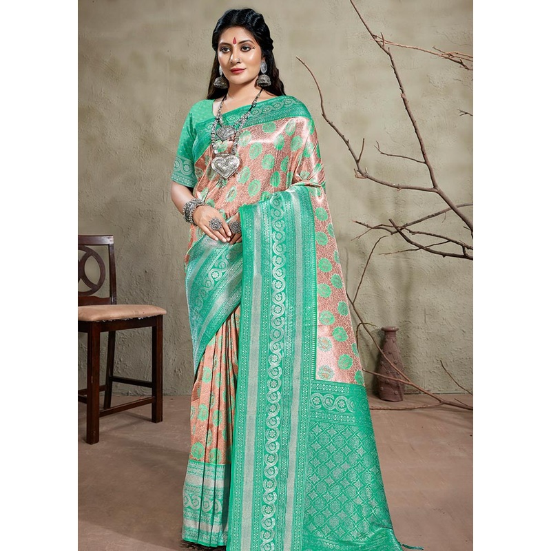 Sky Blue Kanjivaram Silk Saree With Blouse Piece - JD986581251