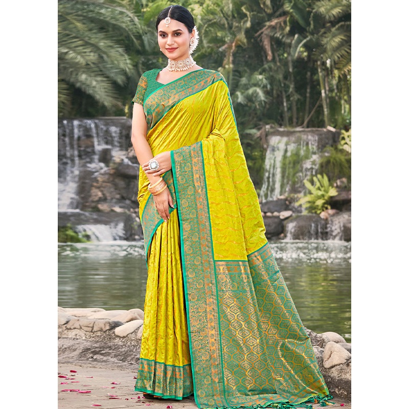 Lemon Dupion Silk Saree With Blouse Piece - JD986581010