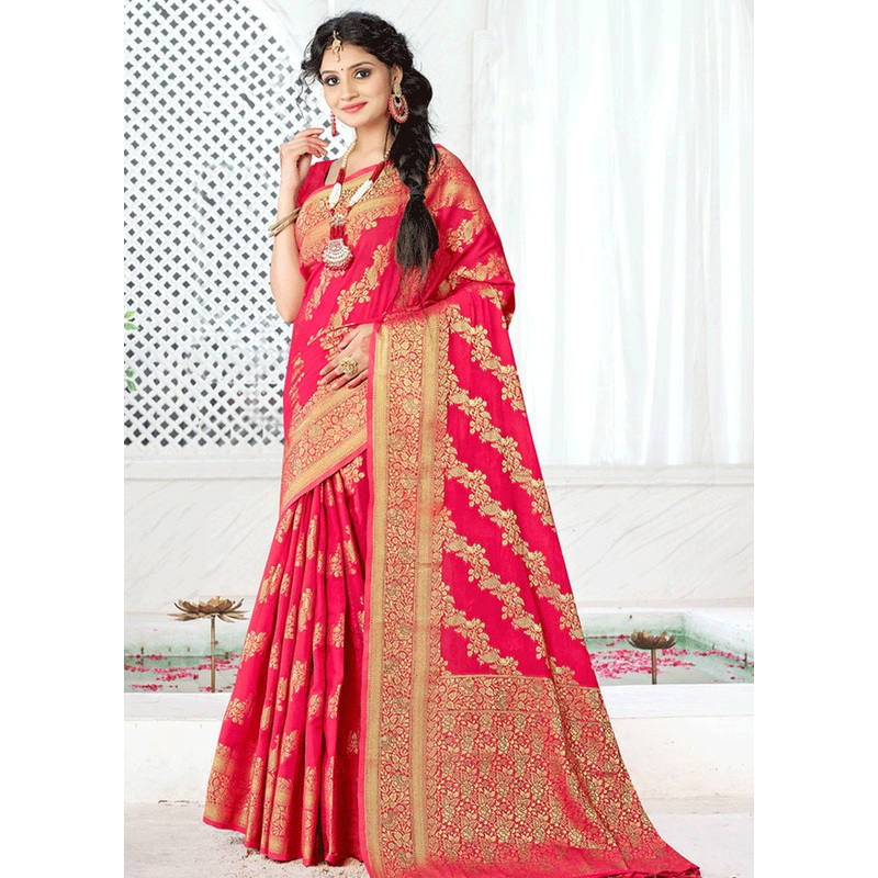 Light Pink Spun Silk Saree With Blouse Piece - JD986581034