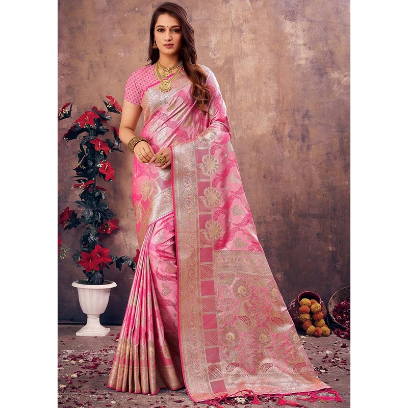 Magenta South Silk Saree With Blouse Piece - JD986581042