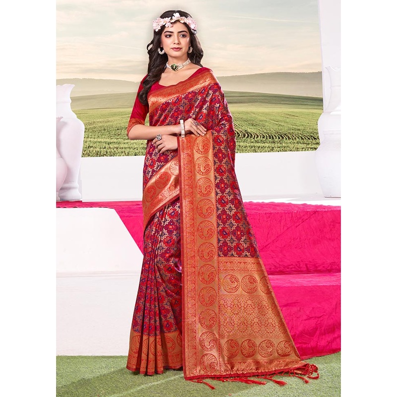 Pink Spun Silk Saree With Blouse Piece - JD986581156