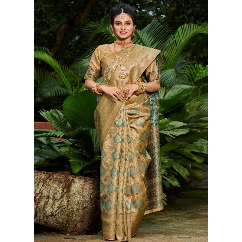 Cream South Silk Saree With Blouse Piece - JD986580924