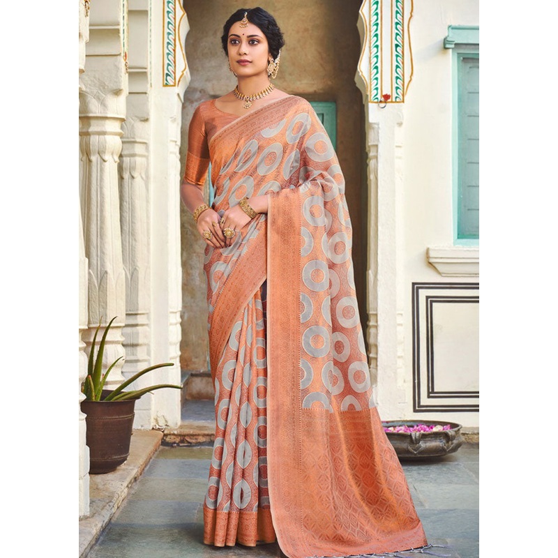 Grey Organza Saree With Blouse Piece - JD986580843