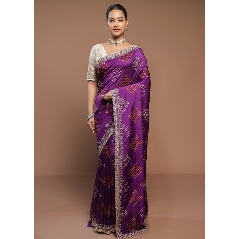 Purple Handloom Chiffon Pure Silk Saree With Blouse Piece - JD986580652