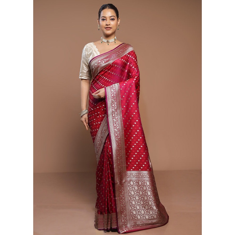 Purple Katan Silk Saree With Blouse Piece - JD986580647
