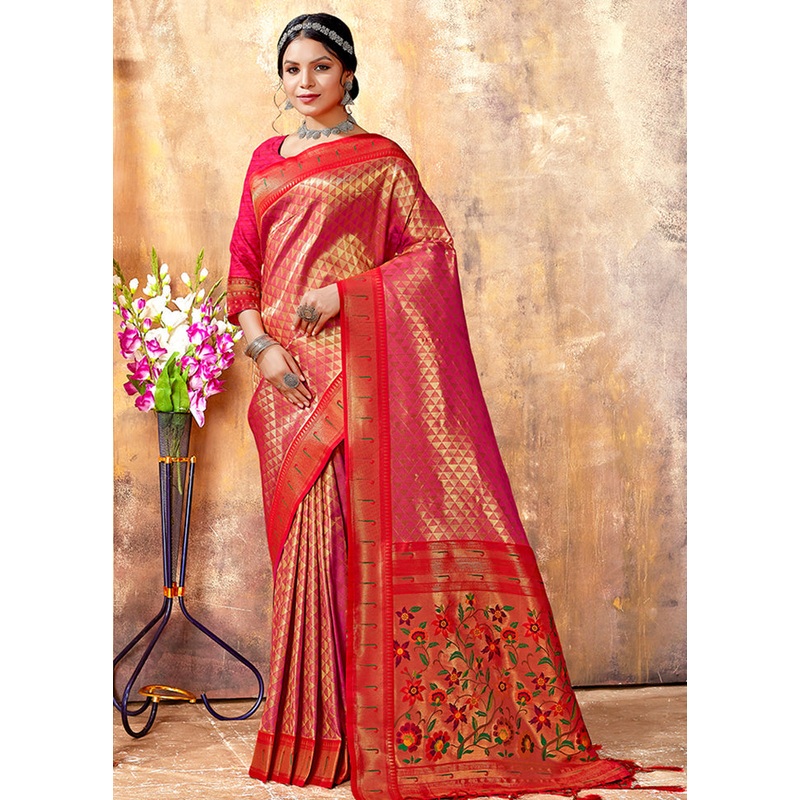 Green Spun Silk Saree With Blouse Piece - JD986580377