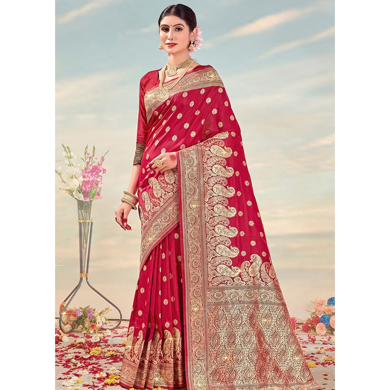 Maroon Spun Silk Saree With Blouse Piece - JD986580368