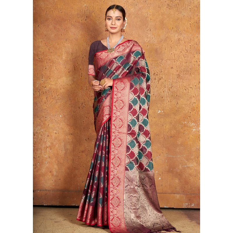 Purple Spun Silk Saree With Blouse Piece - JD986580385