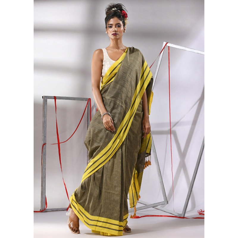 Cream Cotton Saree With Blouse Piece - JD986580328