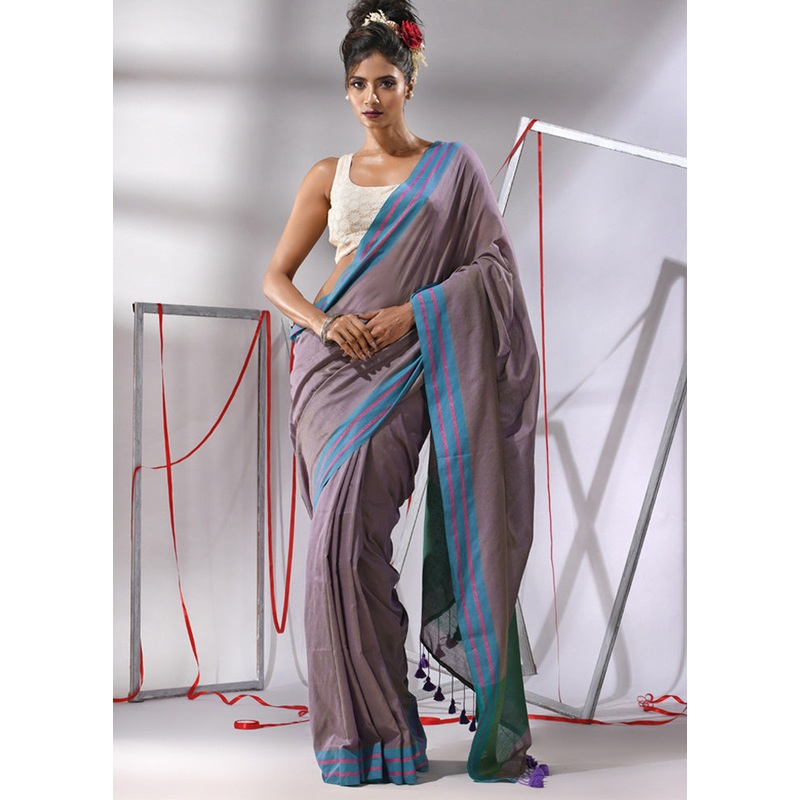 Cream Cotton Saree With Blouse Piece - JD986580329