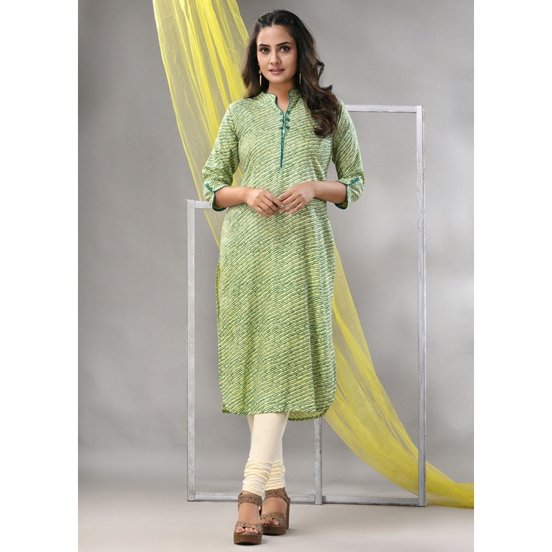 Green Readymade Rayon Kurti - JD986580235