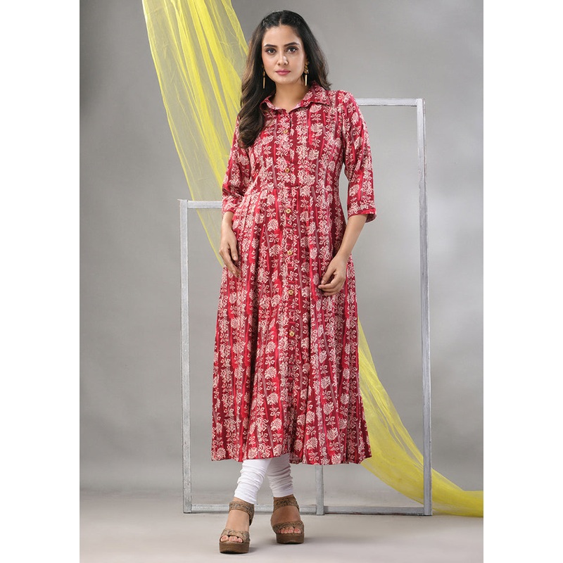 Maroon Readymade Rayon Kurti - JD986580233