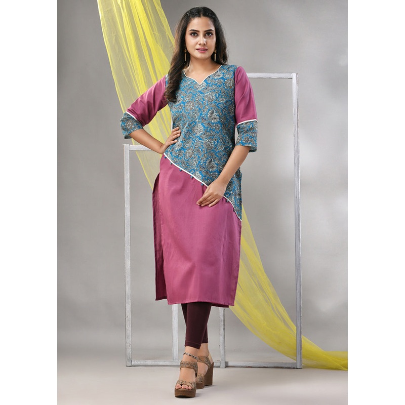 Mauve Readymade Cotton Kurti - JD986580232
