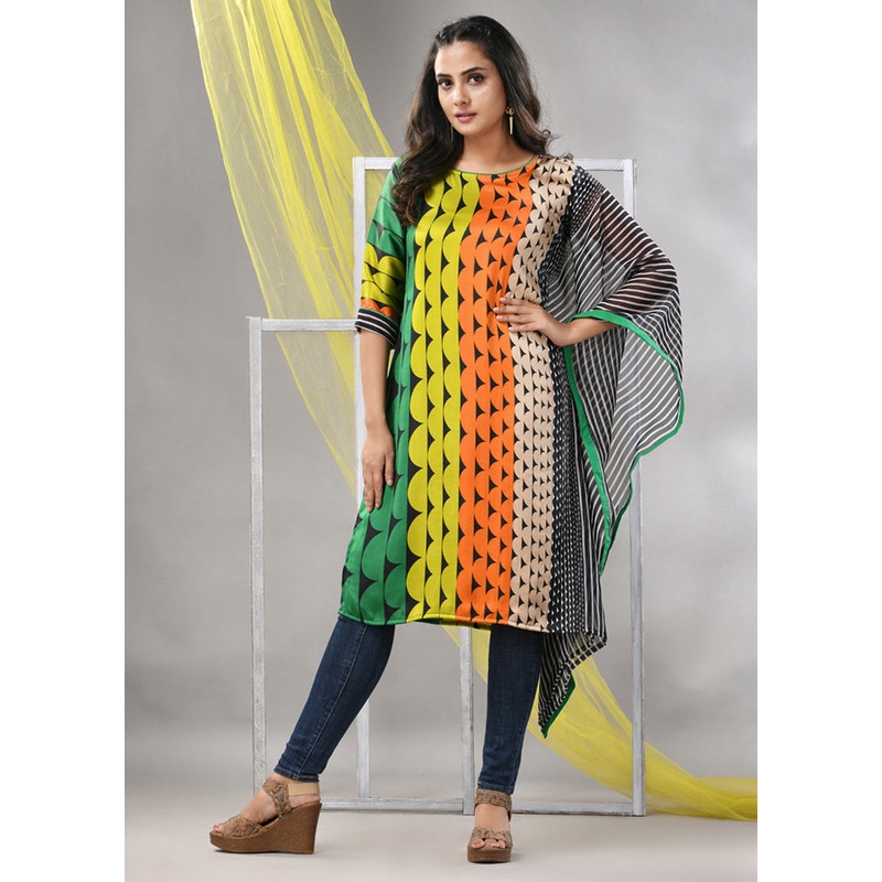 Multicolor Readymade Silk Kurti - JD986580228