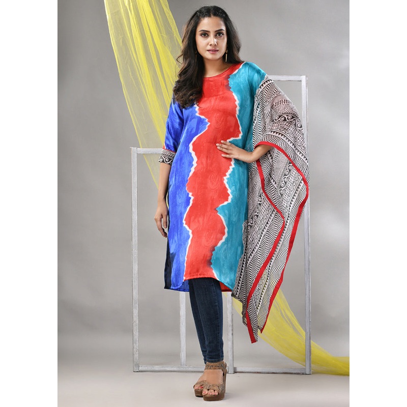 Multicolor Readymade Silk Kurti - JD986580229