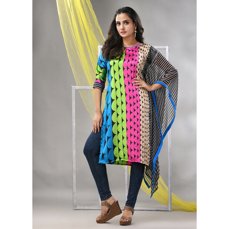 Multicolor Readymade Silk Kurti - JD986580230