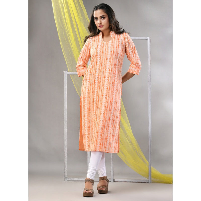 Orange Readymade Rayon Kurti - JD986580226
