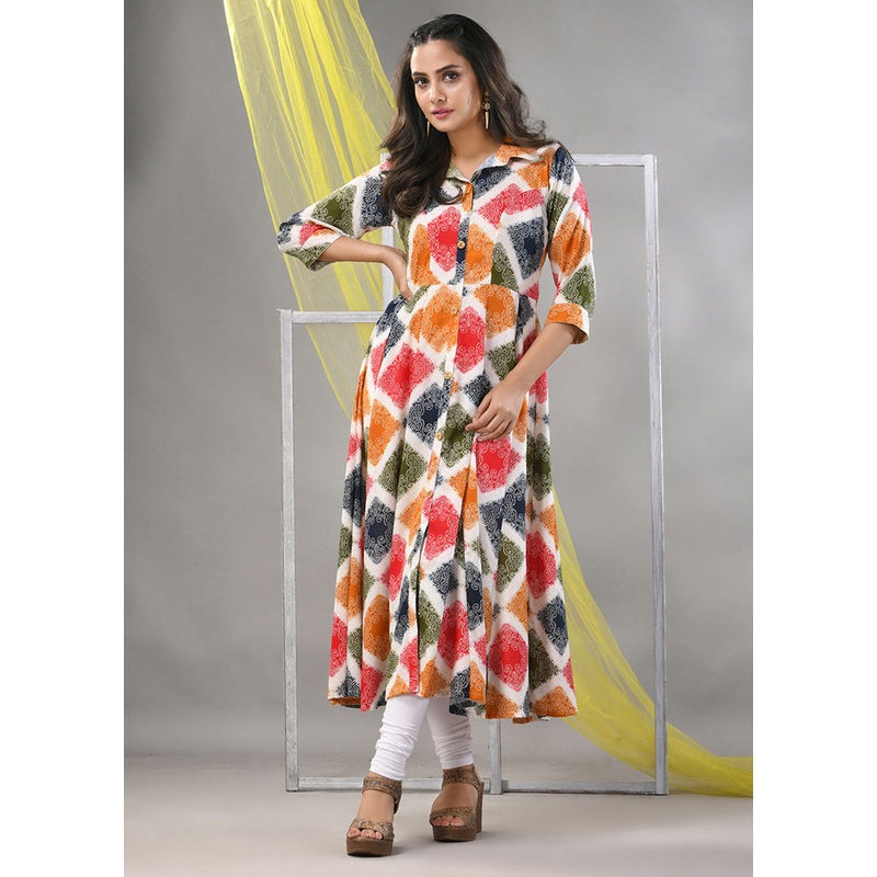 White Readymade Rayon Kurti - JD986580215