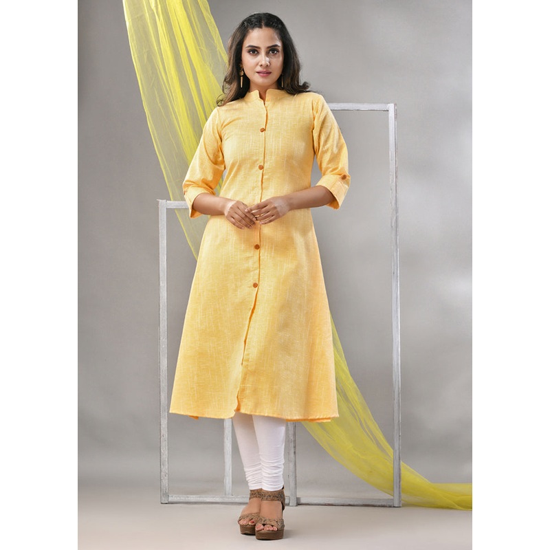 Yellow Readymade Cotton Kurti - JD986580213