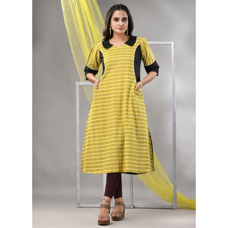 Yellow Readymade Cotton Kurti - JD986580214