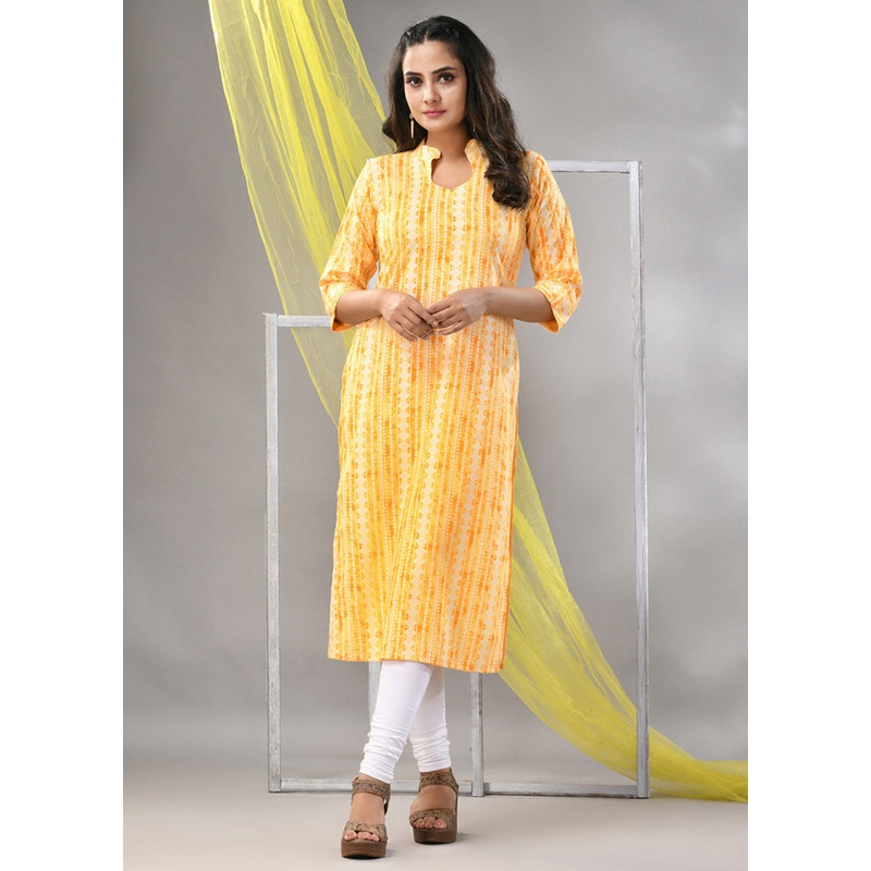 Yellow Readymade Rayon Kurti - JD986580212