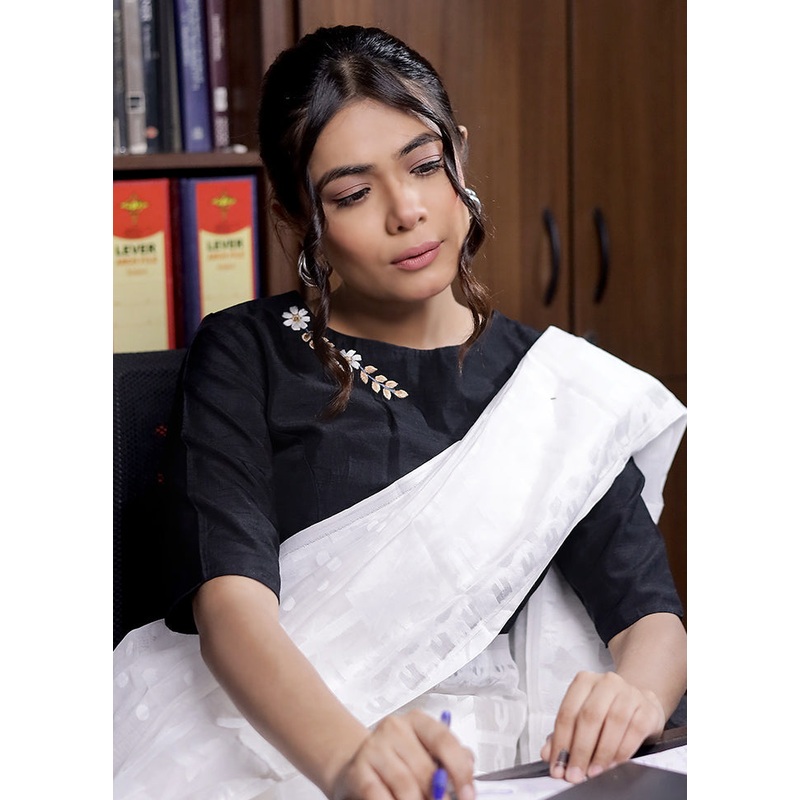 Black Silk Designer Blouse - JD986580055