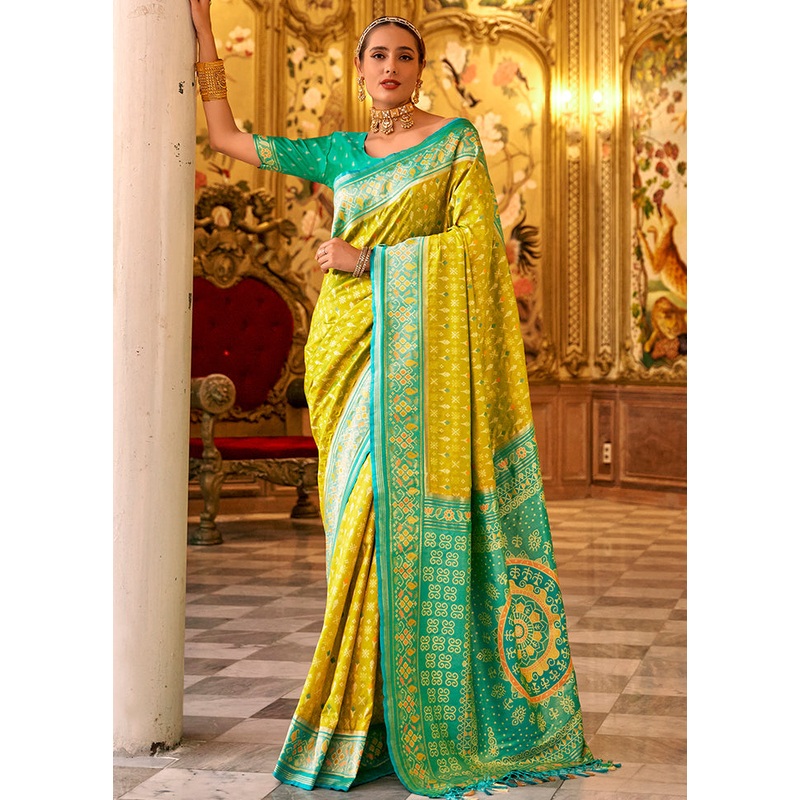Green Dupion Silk Saree With Blouse Piece - JD986579978