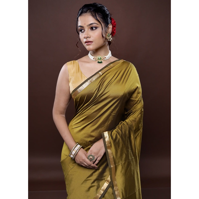 Green Kanjivaram Silk Saree With Blouse Piece - JD986580034