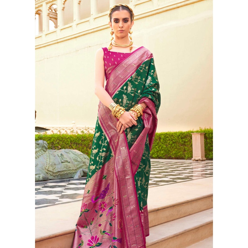 Pink Dupion Silk Saree With Blouse Piece - JD986579968