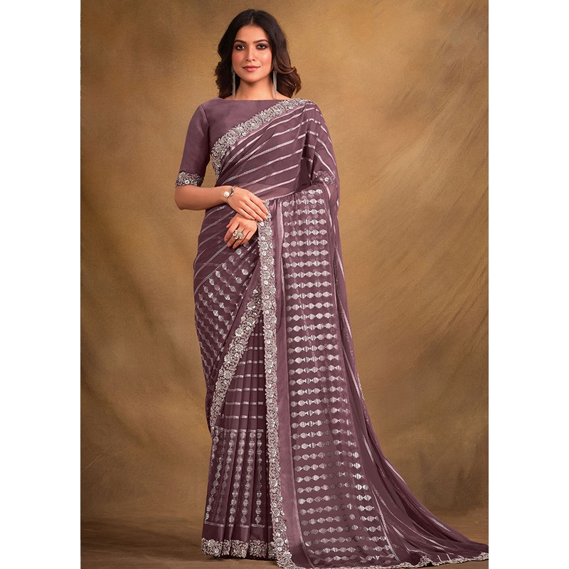 Pink Georgette Saree With Blouse Piece - JD986579963