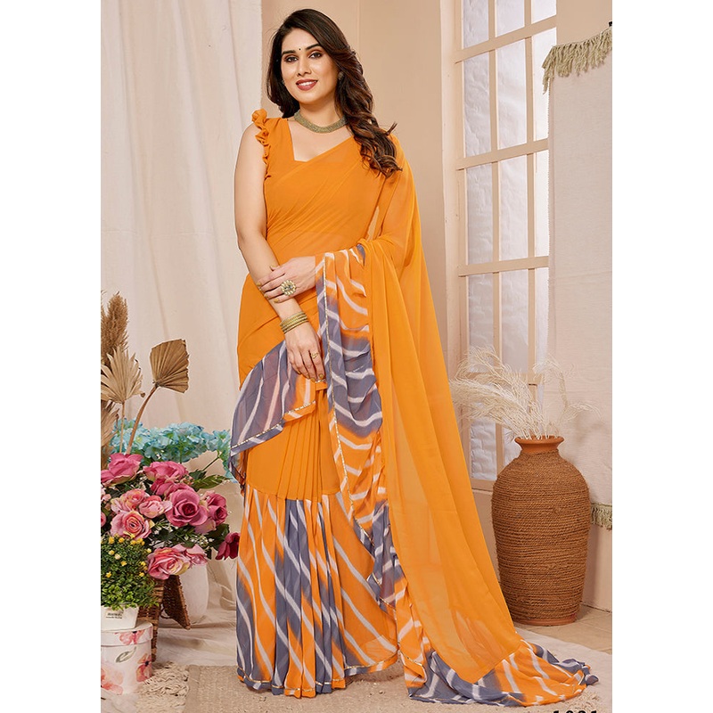 Yellow Georgette Saree With Blouse Piece - JD986579941