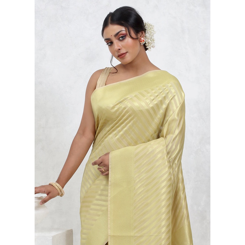 Cream Uppada Silk Saree With Blouse Piece - JD986579553