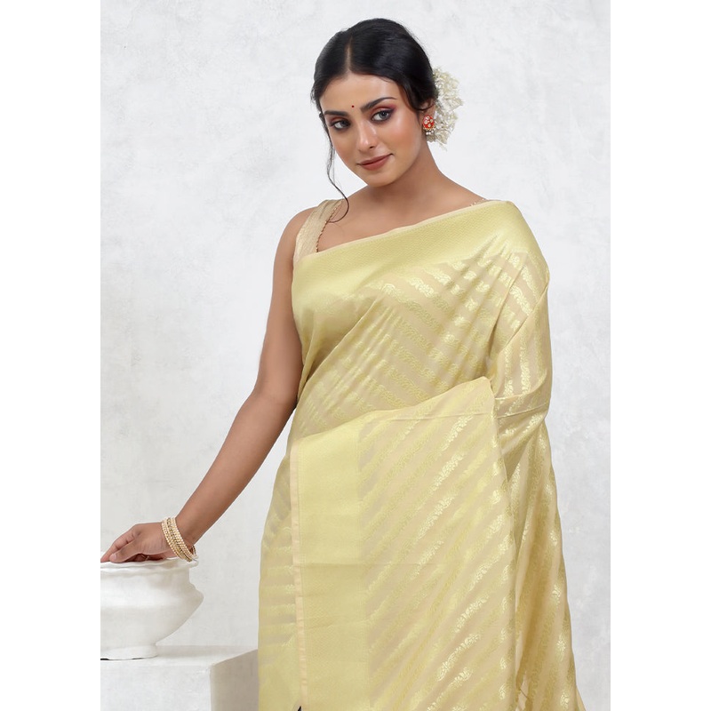 Cream Uppada Silk Saree With Blouse Piece - JD986579554