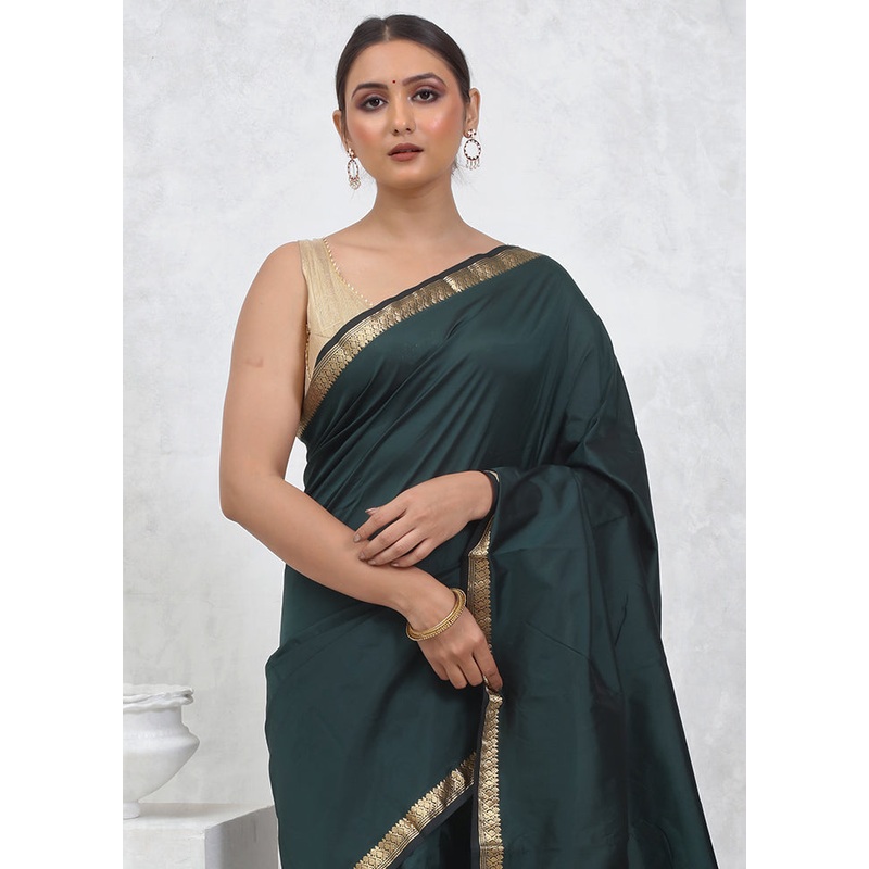 Green Kanjivaram Silk Saree With Blouse Piece - JD986579544