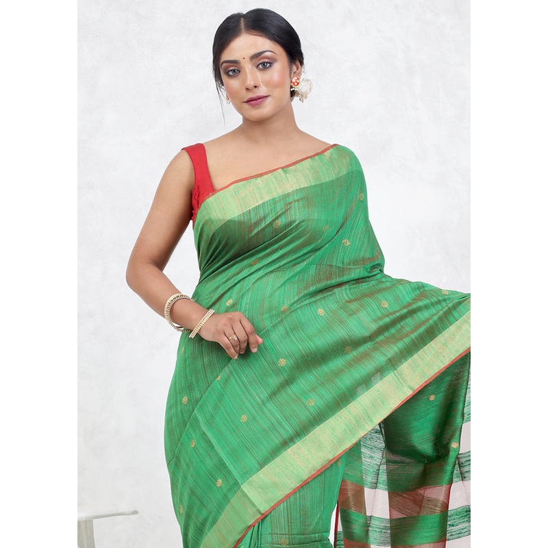 Green Matka Pure Silk Saree With Blouse Piece - JD986579632