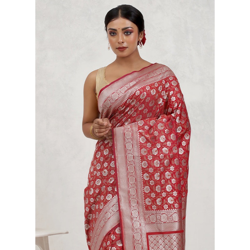 Pink Uppada Silk Saree With Blouse Piece - JD986579658