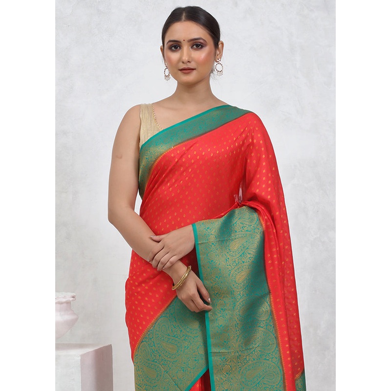 Pink Georgette Saree With Blouse Piece - JD986579520