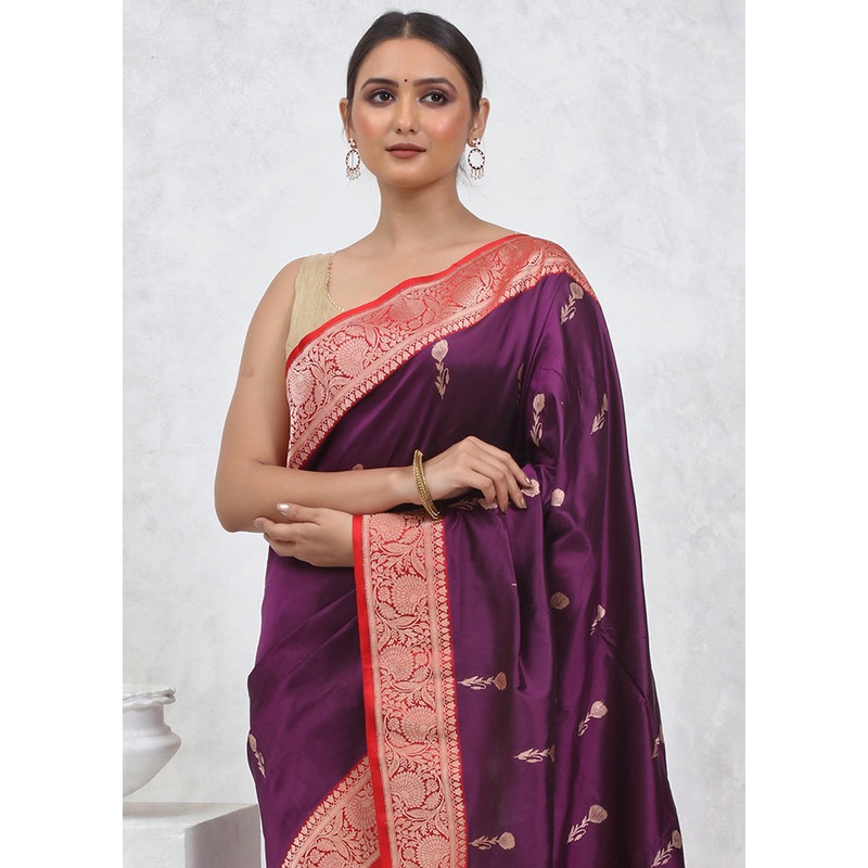 Pink Katan Pure Silk Saree With Blouse Piece - JD986579511